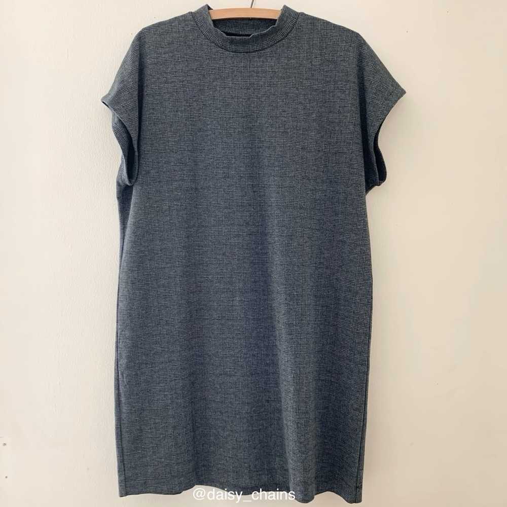 Madewell Mock Neck Plaid Knit Dress